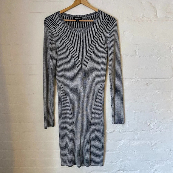 Express Gray Ribbed Sweater Dress large - Picture 4 of 8